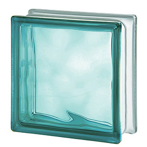 BRIQUE EN VERRE TURQUOISE NUAGEUX